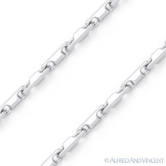 Heshe Link Bar Chain Bracelet in .925 Italy Sterling Silver - 8" - Picture 2 of 2